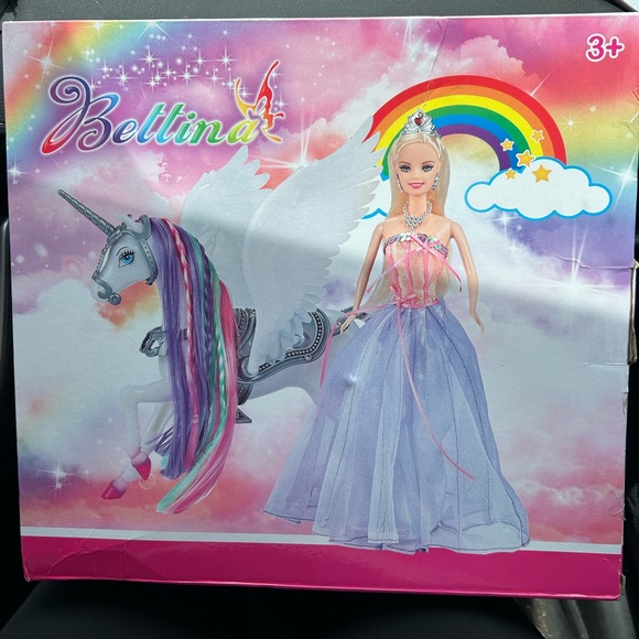 BETTINA White Unicorn🦄Set&12"FairyTale Princess👸🏽DollColor🌈ChangeHairHorse🦄 - Picture 6 of 9